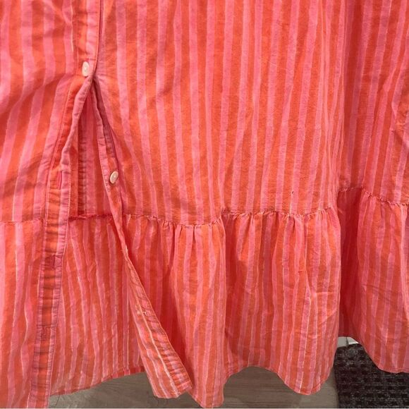 DZUBI Maxi Dress Shirt Striped Block Print Pink Grenadine Short Sleeve size S - Picture 6 of 11